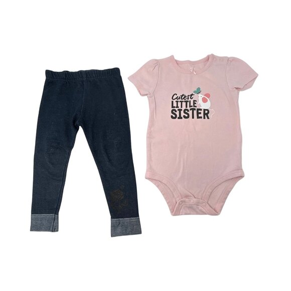 Baby Girls - 1 Top with Ruffle, 1 Bodysuit, 1 Leggings, 1‎ Jeans - Size 24 M, 2T - Picture 2 of 7